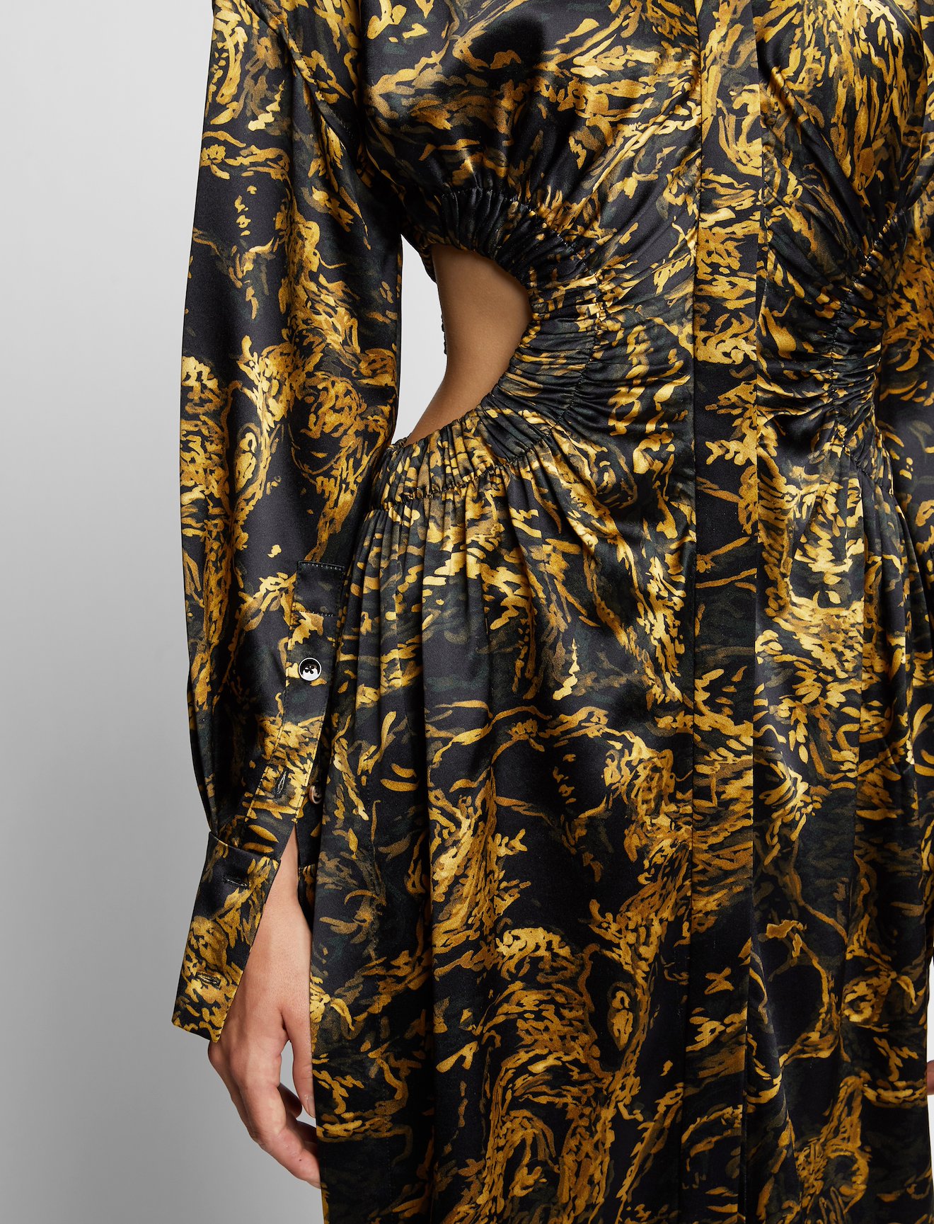Painted Figures Satin Cut Out Dress #3