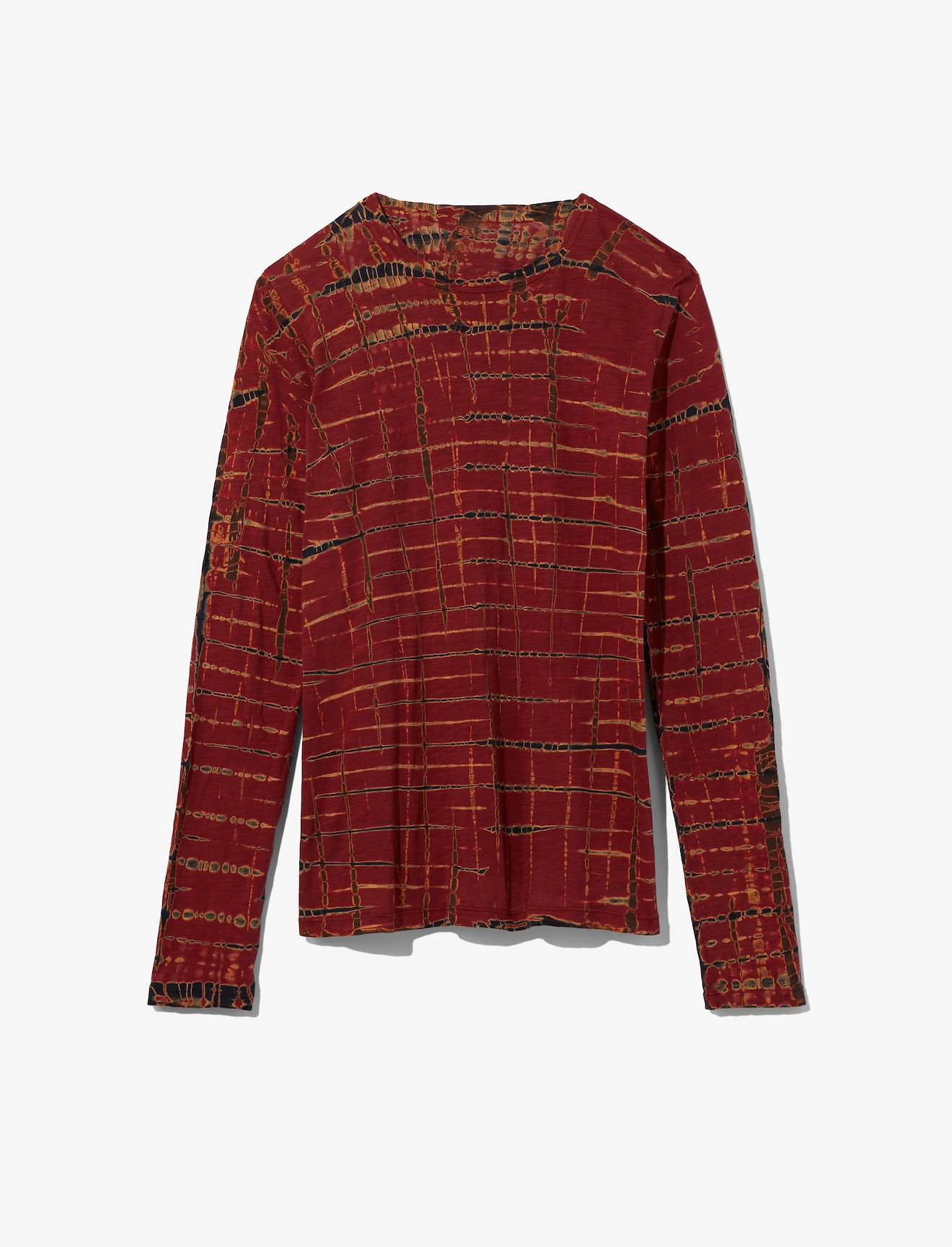 Tie Dye Long Sleeve T-Shirt in red | Proenza Schouler