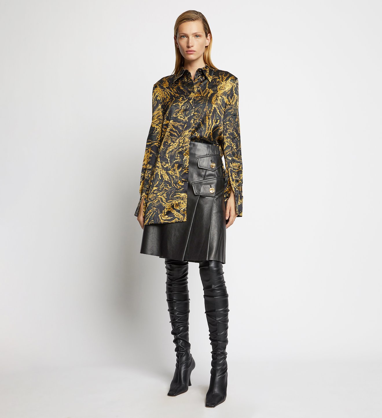 Leather Pleated Skirt