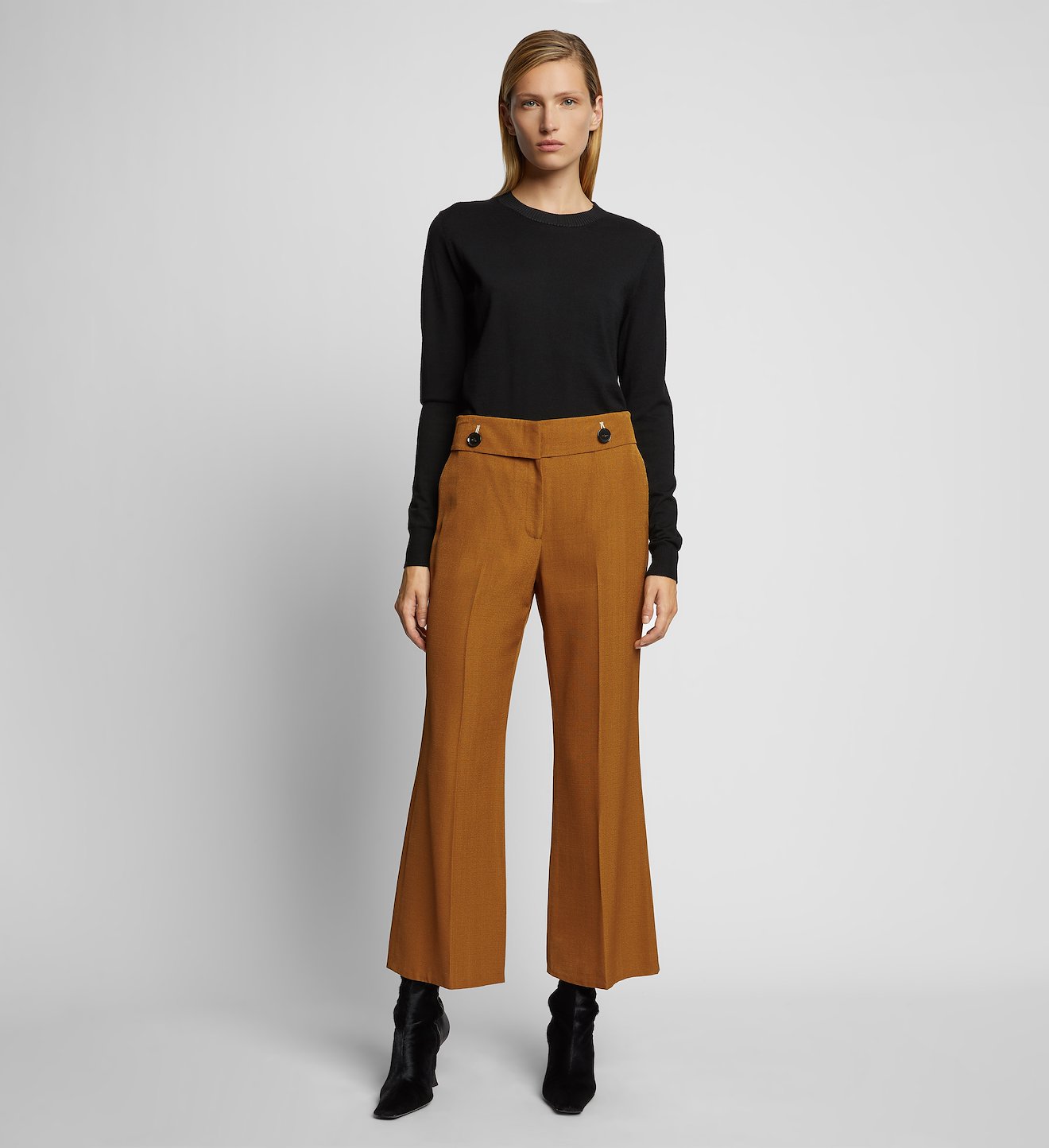 Viscose Silk Crop Flare Pants in brown | Proenza Schouler