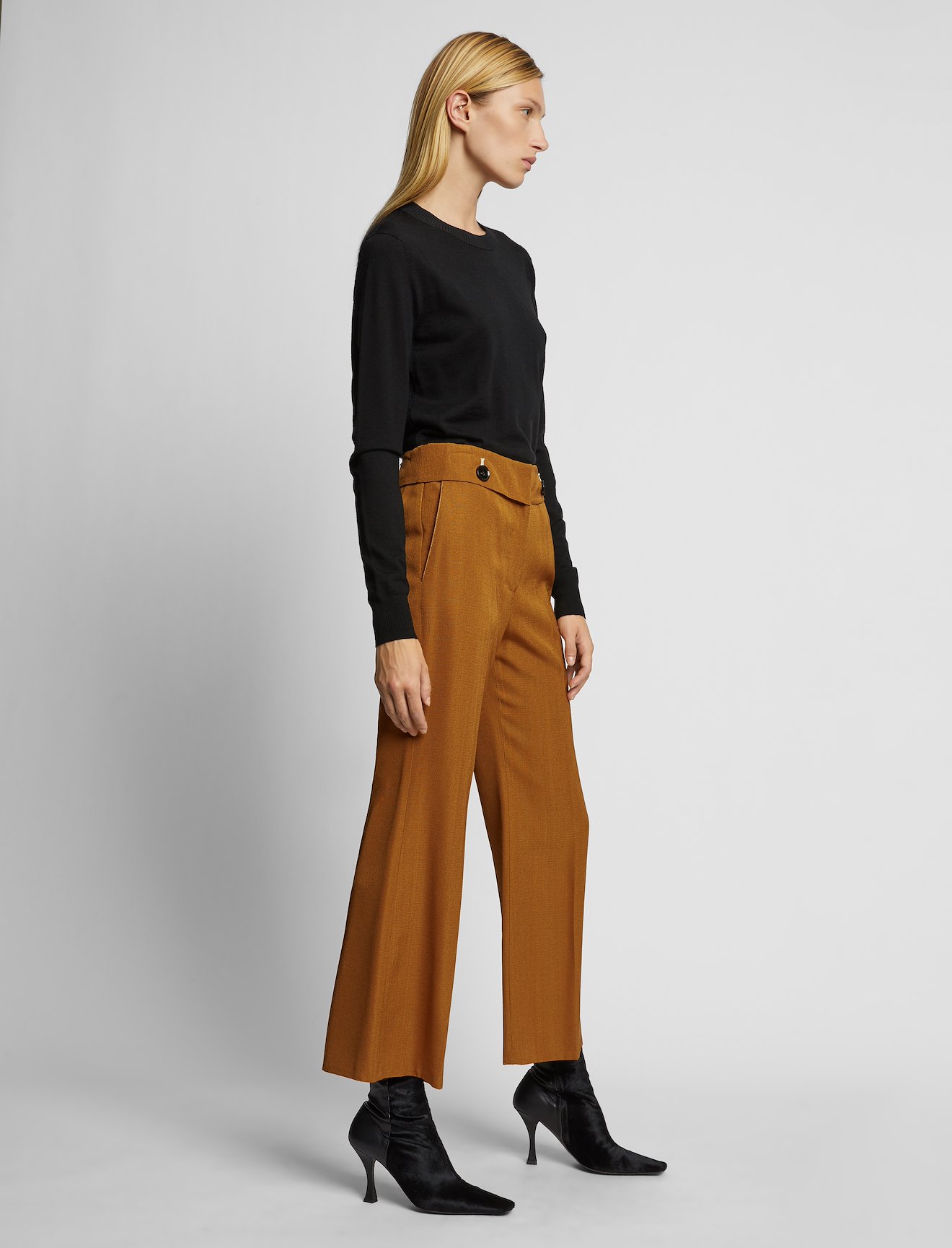 Viscose Silk Crop Flare Pants #1