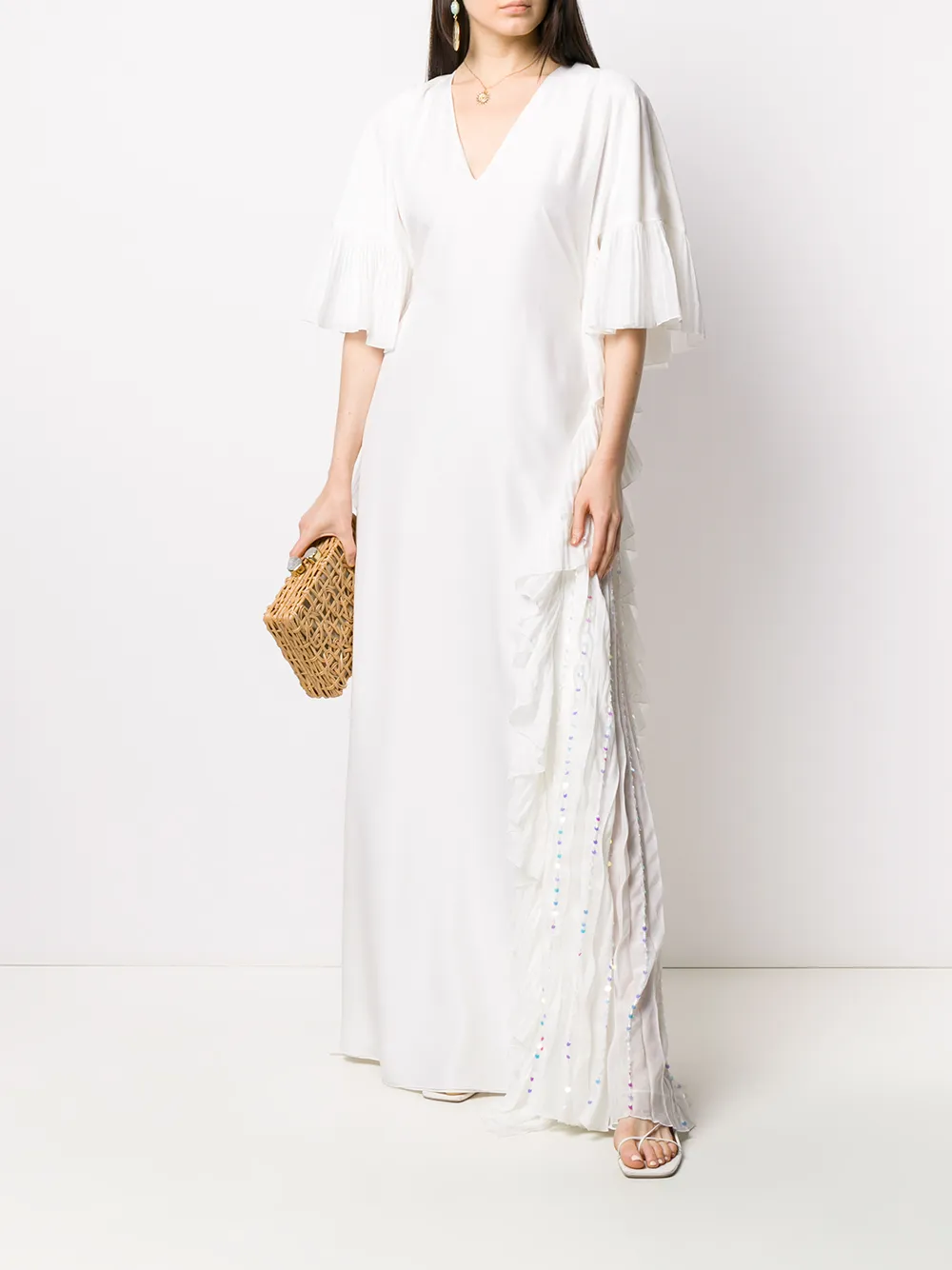 Alberta Ferretti Geplooide avondjurk Wit