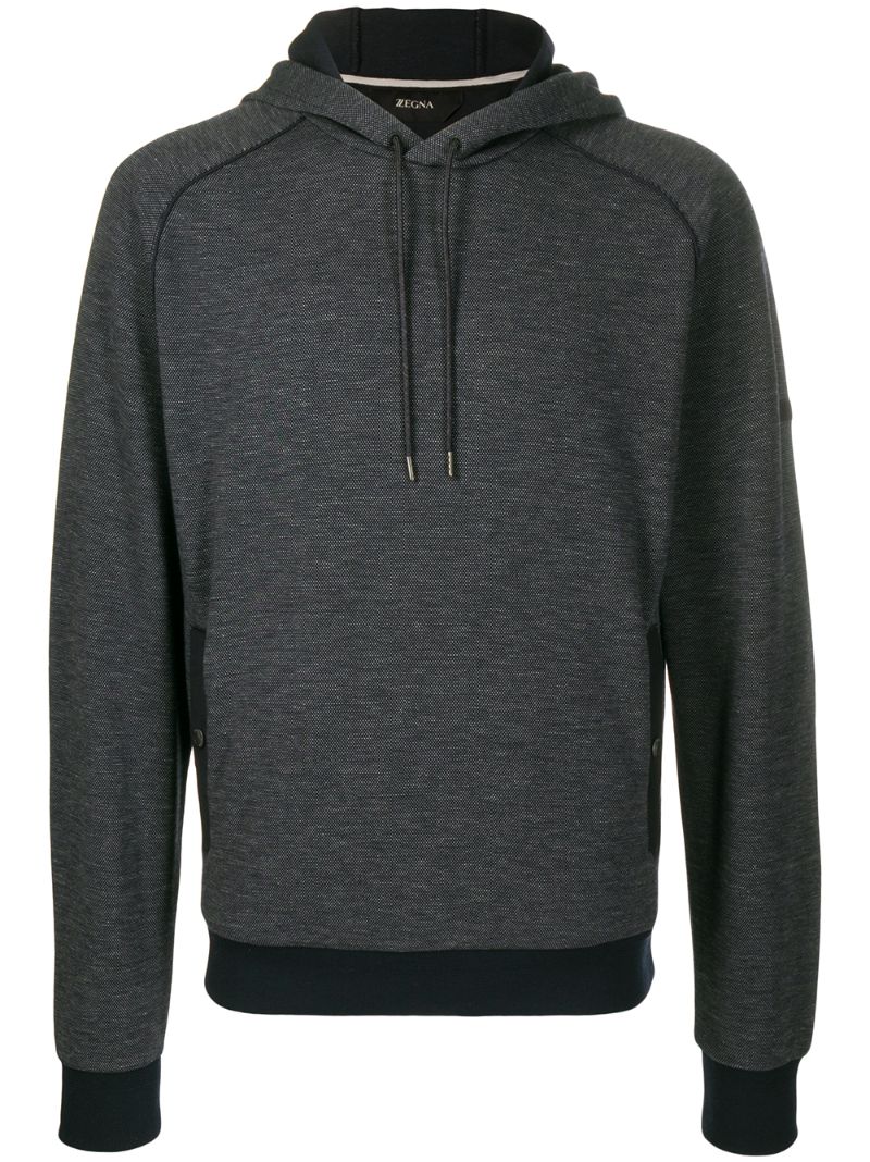 Z Zegna Drawstring Hoodie In Blue