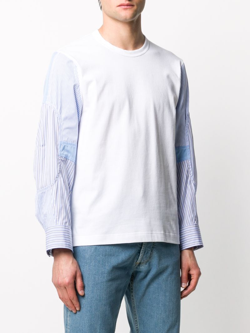 Shop Comme Des Garçons Shirt Striped Sleeve T-shirt In White