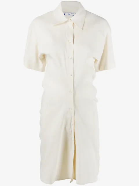 Off-White vestido camisero fruncido