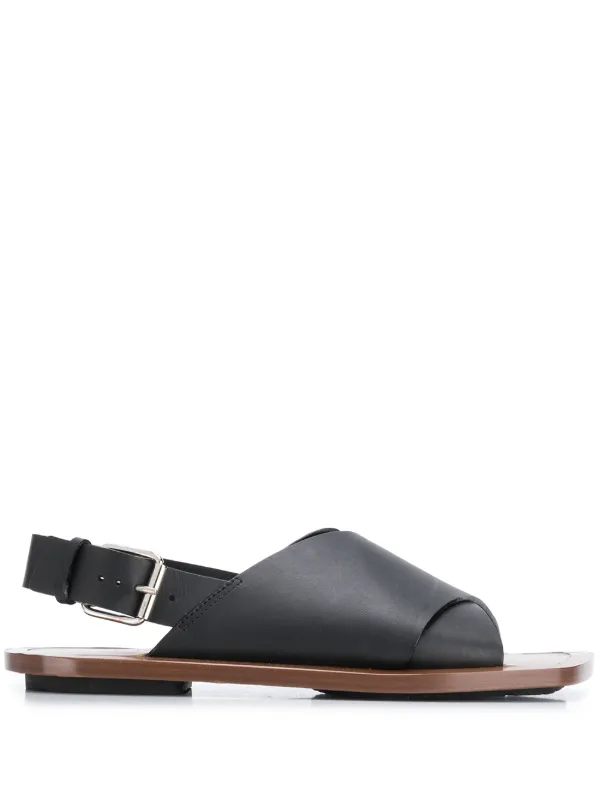 leather cross strap sandals