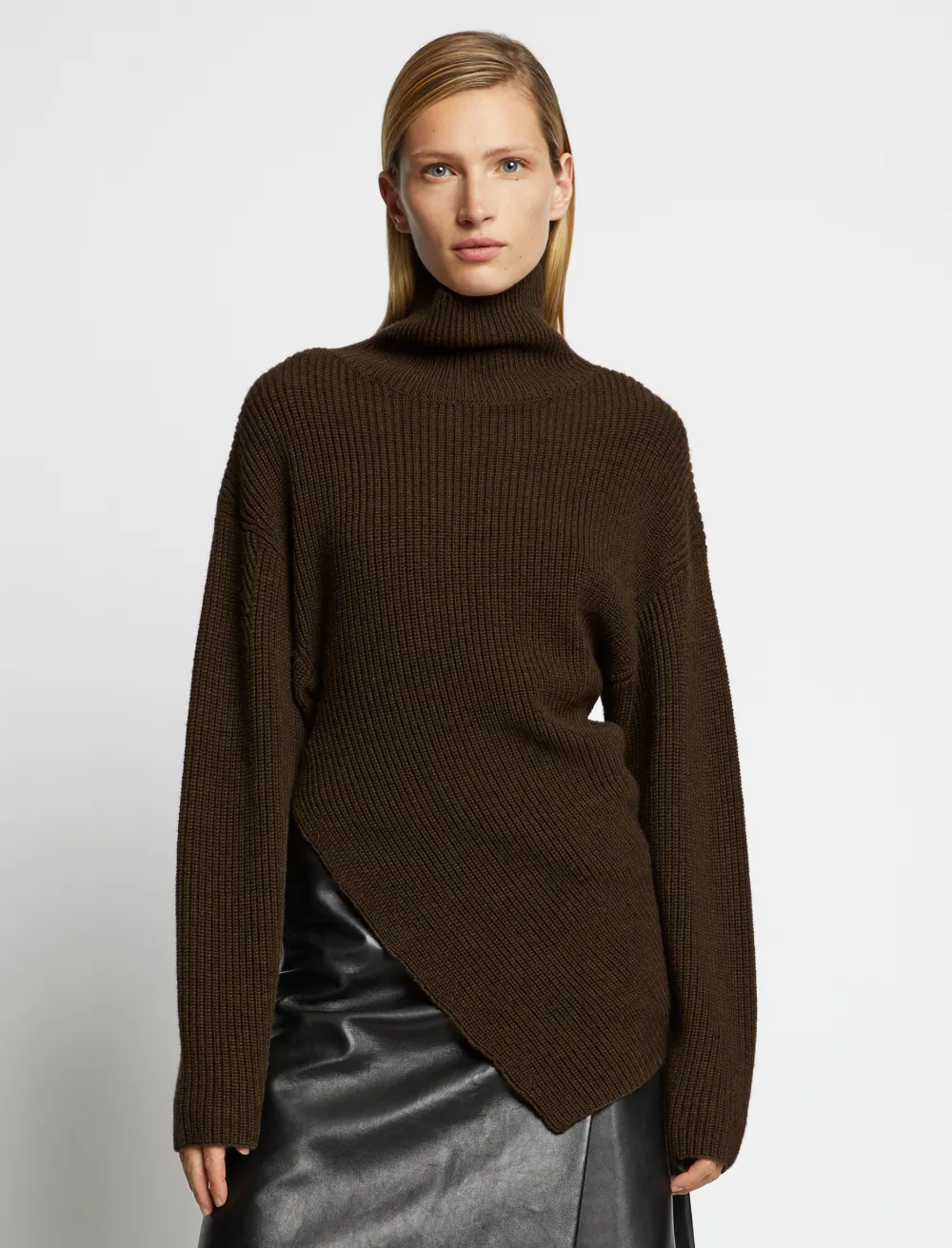 Image of Proenza Schouler Asymmetric Merino Turtleneck Sweater /green XS