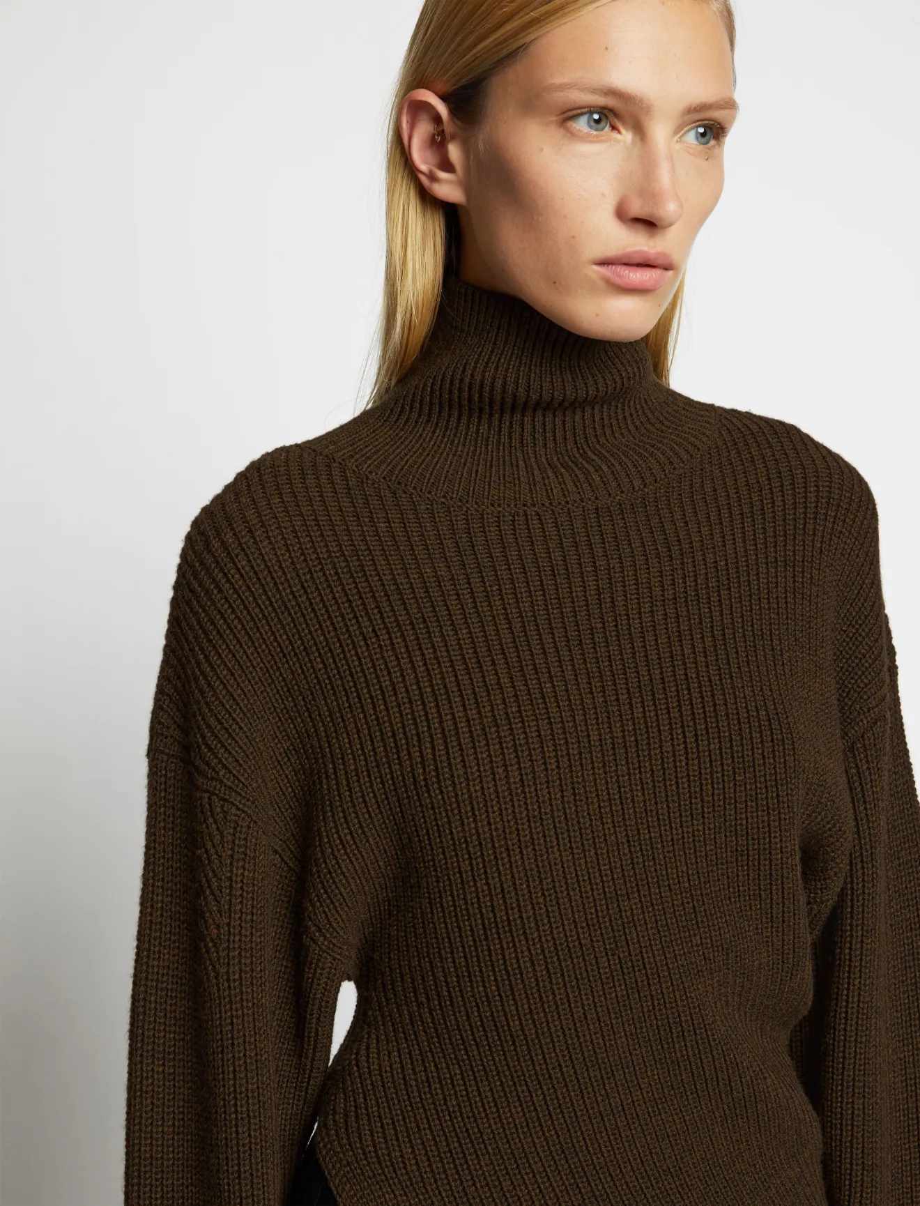 Asymmetric Merino Turtleneck Sweater in 