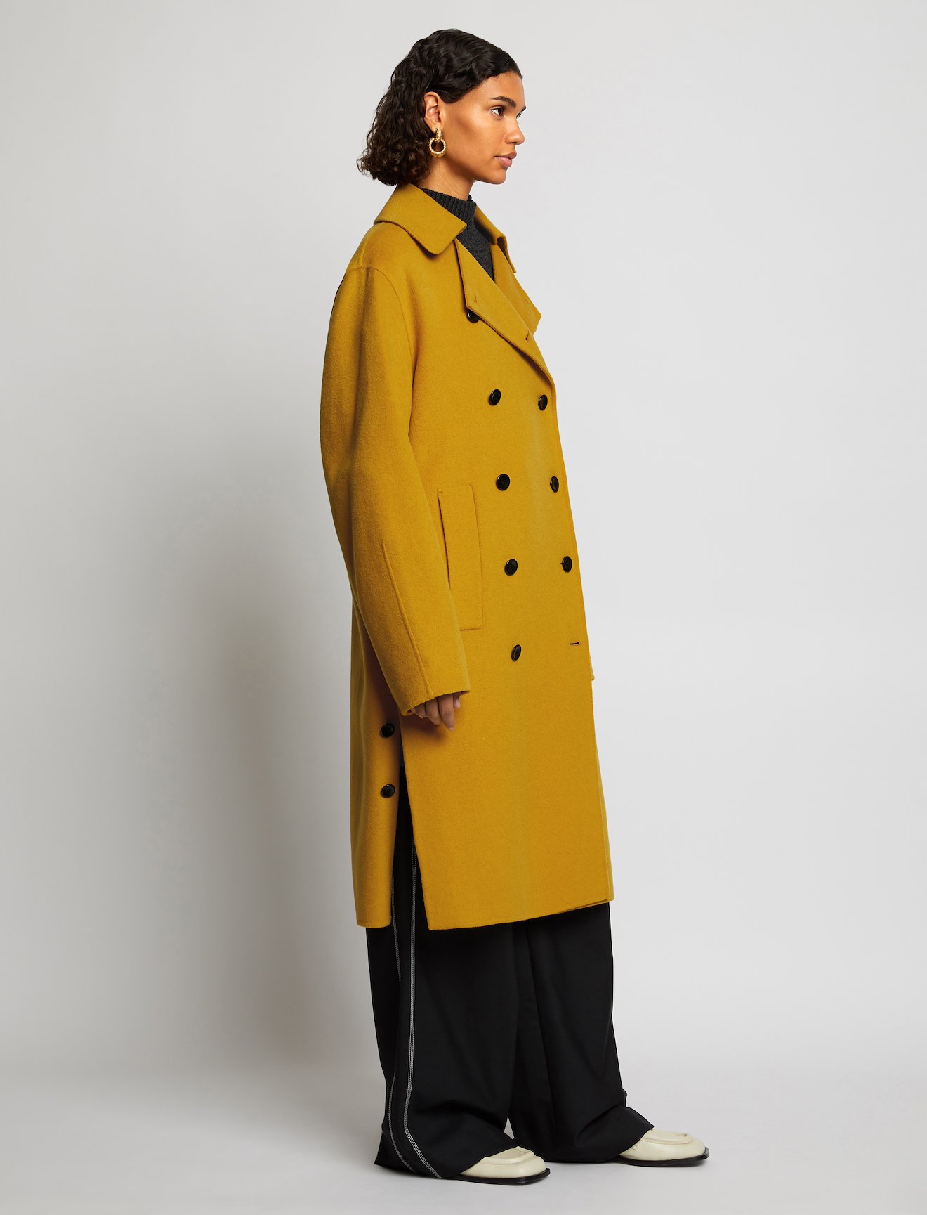 Double Face Double Breasted Coat in yellow | Proenza Schouler