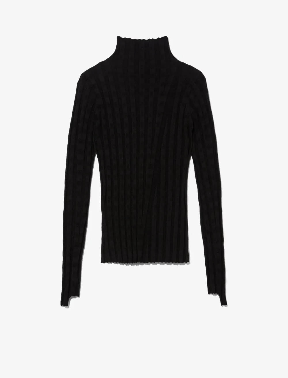 Image of Proenza Schouler White Label Velvet Checkerboard Rib Turtleneck Top /black XS