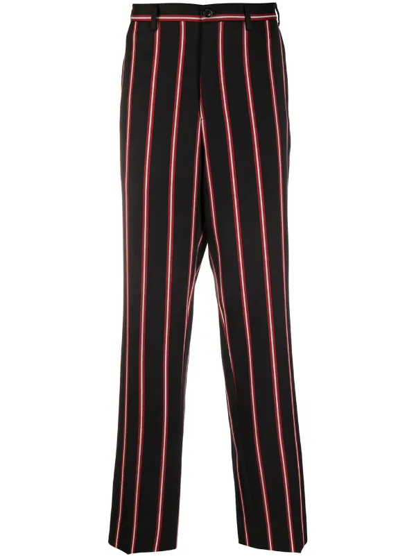 red black striped trousers