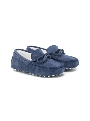 あ*ず様 TOD'S スエード モカシン 青 UK7 Tod's Kids トッズ・キッズ ロゴ ローファー | ブルー | FARFETCH JP