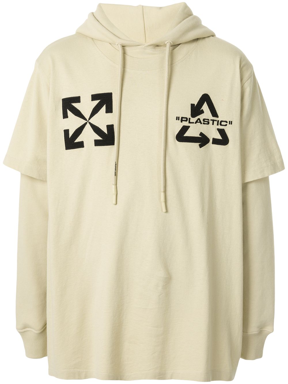 Off-white Layered-effect Hoodie In Neutrals