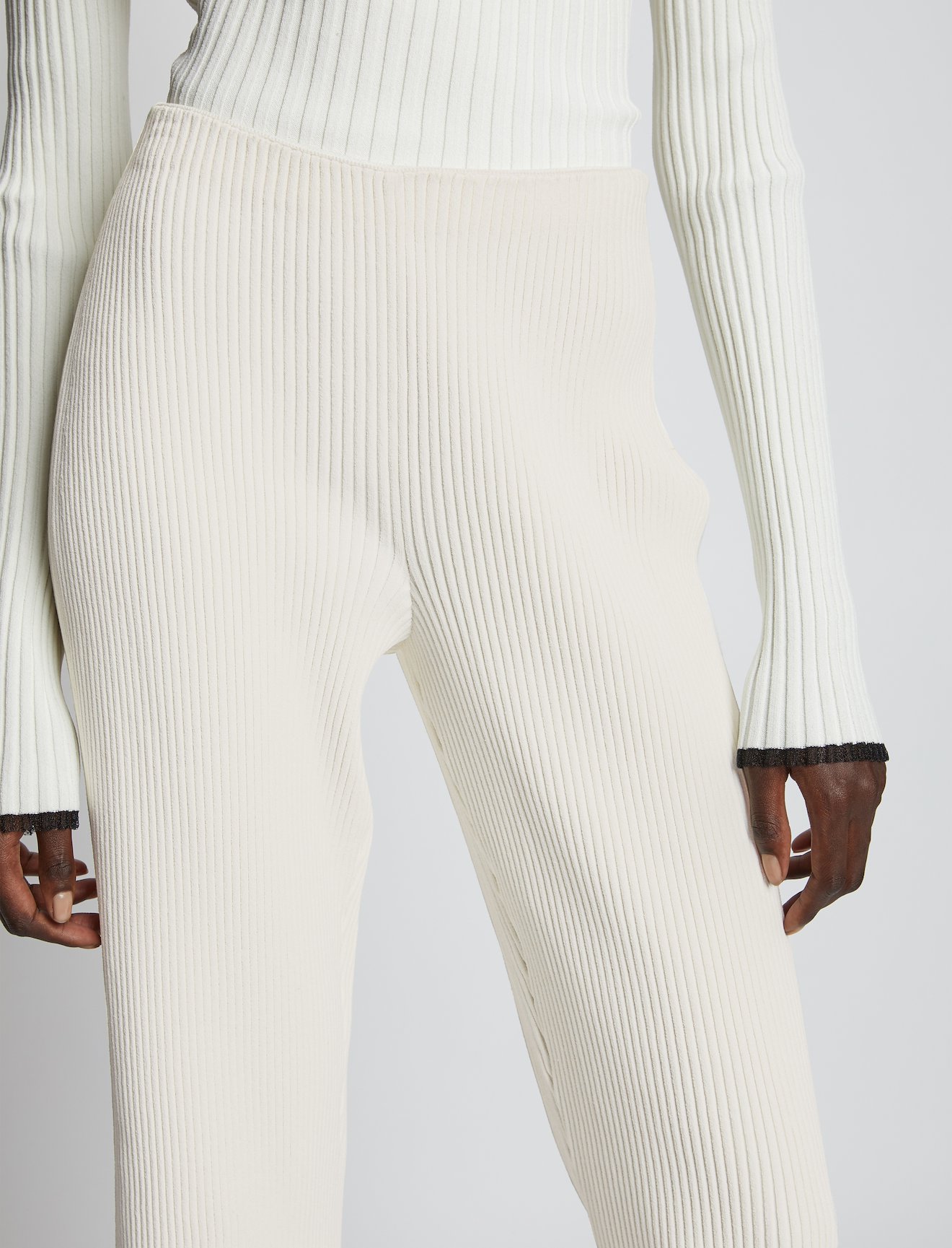 Rib Knit Crop Flare Pants #3