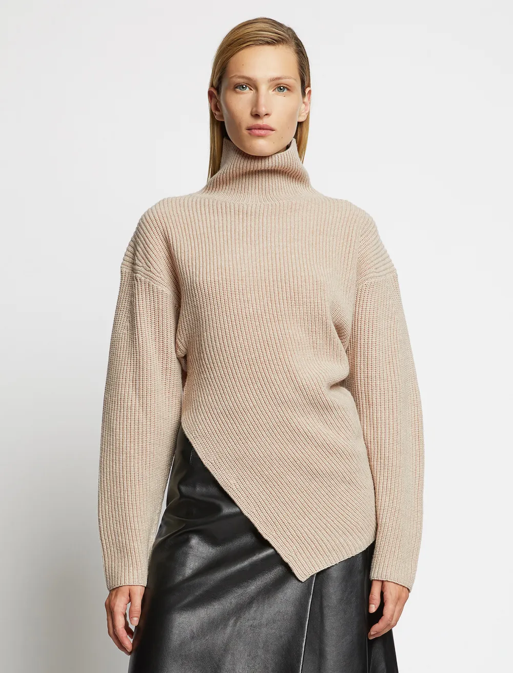 Image of Proenza Schouler Asymmetric Merino Turtleneck Sweater /white M