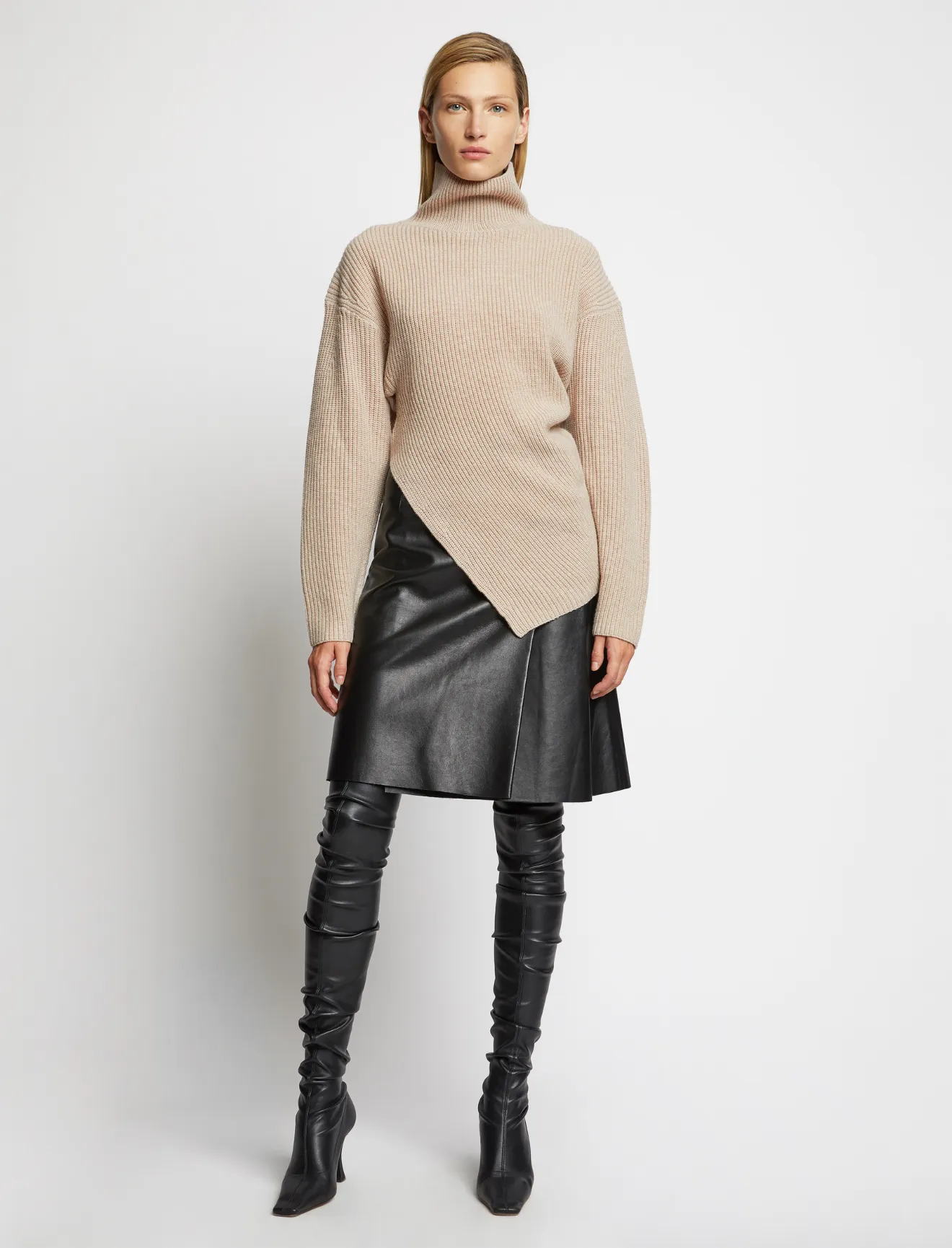 Asymmetric Merino Turtleneck Sweater in 