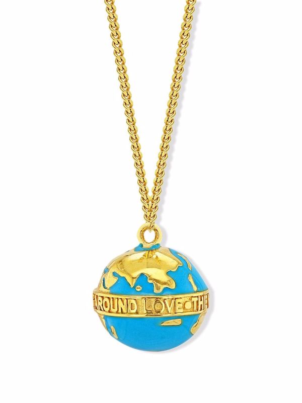 Gold globe pendant deals necklace