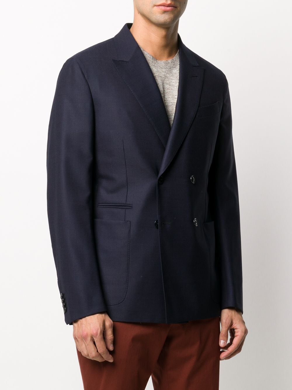 Shop Ermenegildo Zegna Double-breasted Blazer In Blue