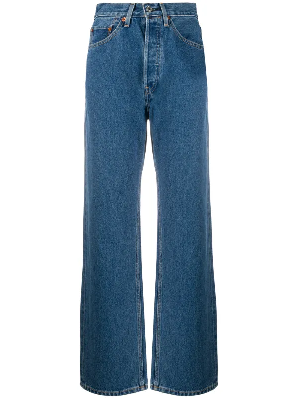 wide leg blue jeans