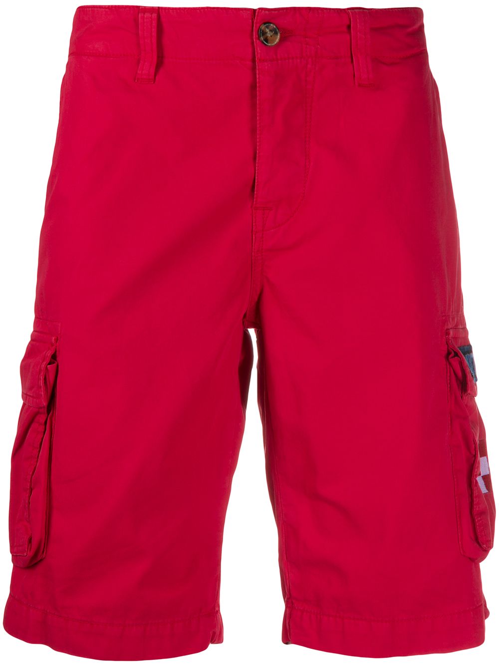 Mc2 Saint Barth Logo Patch Cargo Shorts In Red