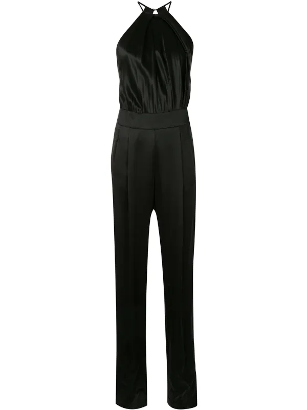 Shop Black Michelle Mason Sleeveless Halterneck Jumpsuit With Express Delivery Farfetch The thick halter straps crisscross at the front to create a cutout just above the waist. usd