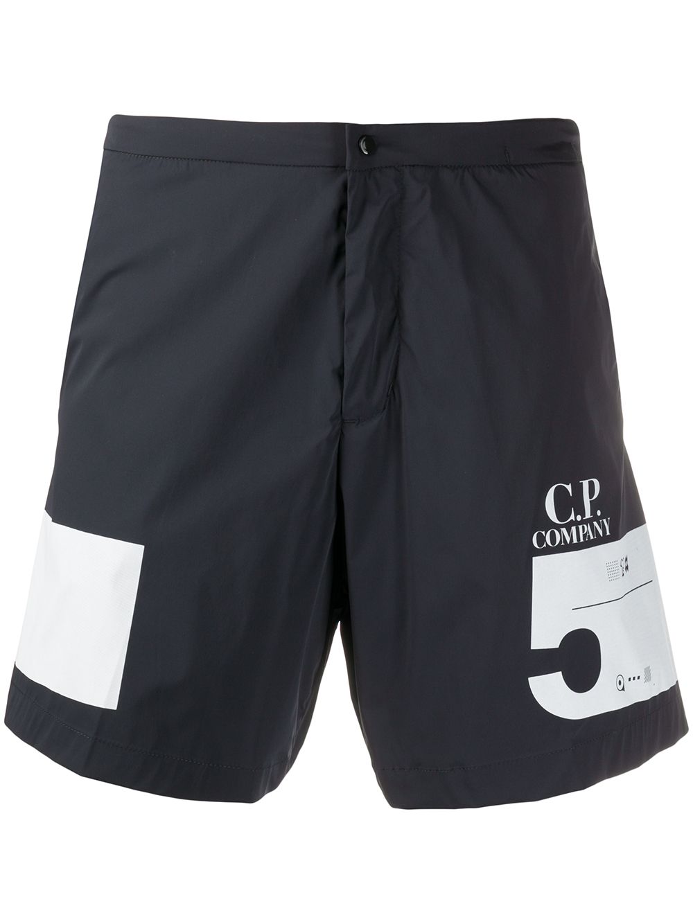 C.p. Company Logo Print Swim Shorts In Black