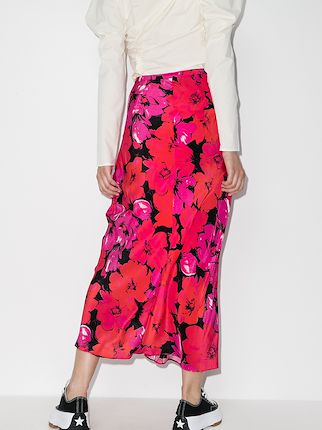 high waist floral silk skirt展示图