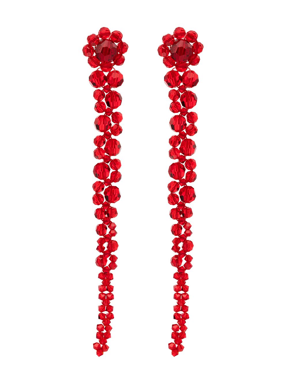 Simone Rocha Drip Crystal Drop Earrings In Red