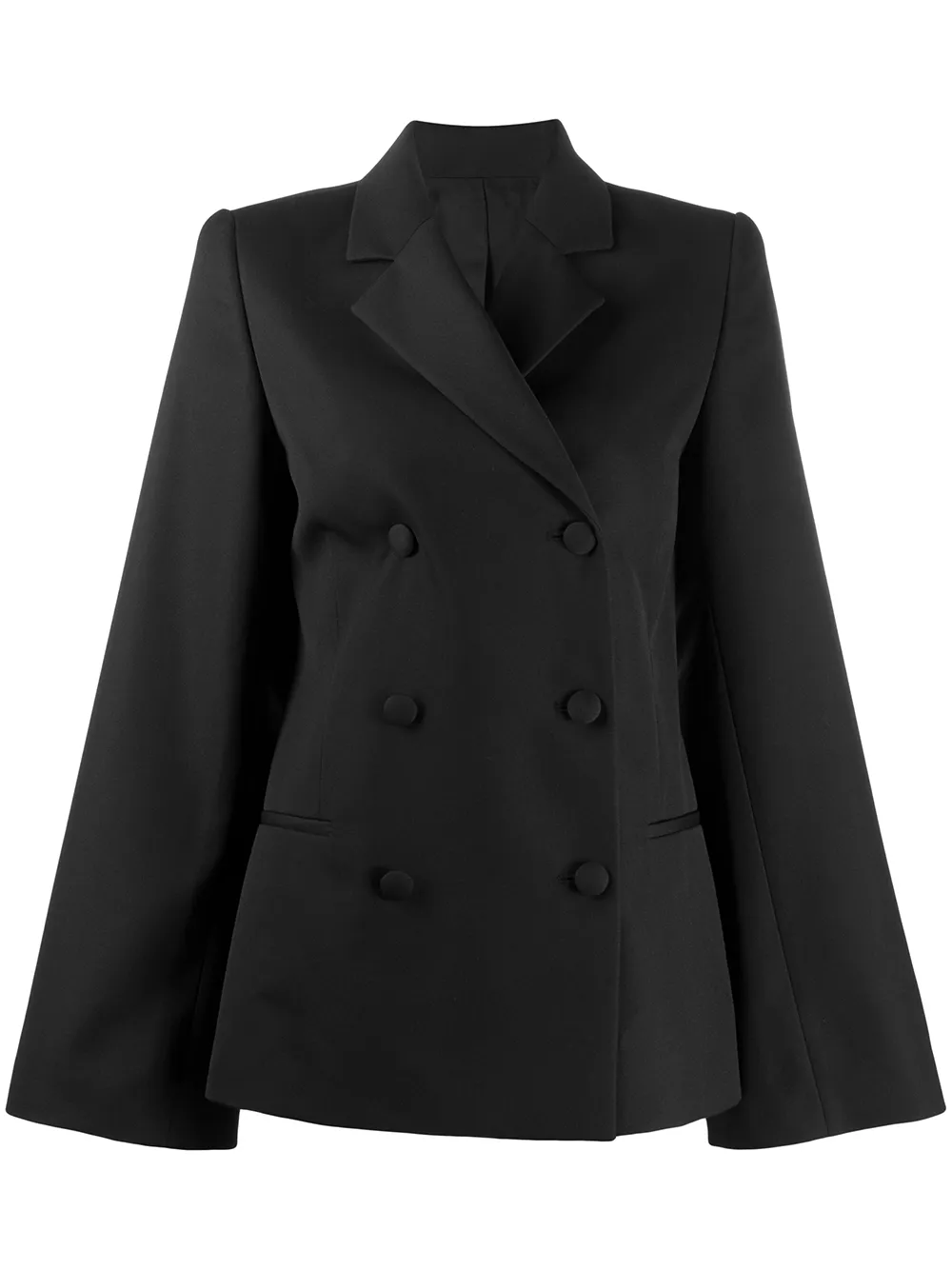 Click to view more detailed imagery on our partner's website Totême Women's Matera Bell Sleeve Double Breasted Coat In Black