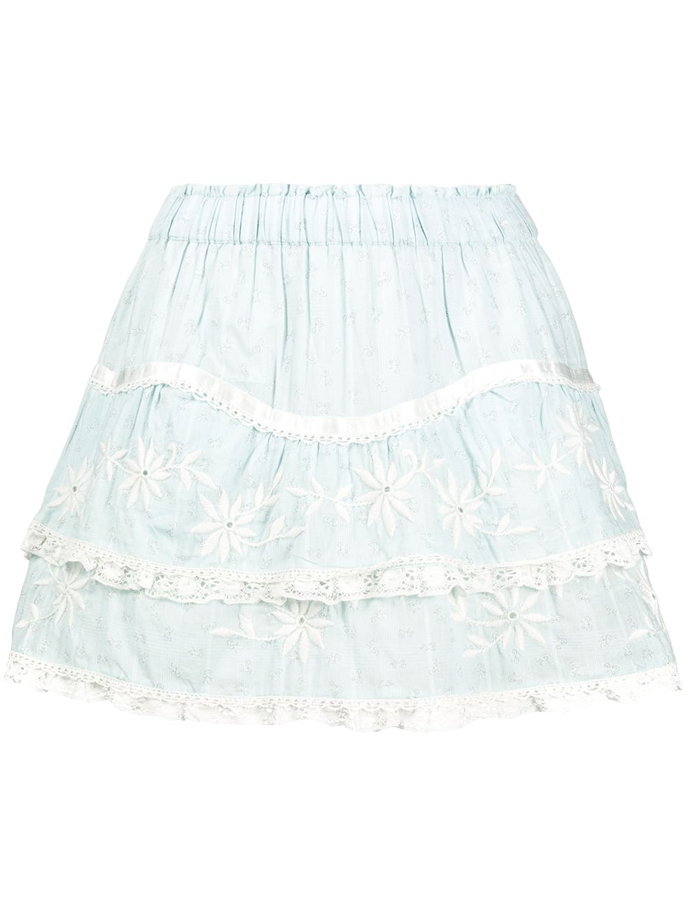 фото Loveshackfancy tully embroidered mini skirt