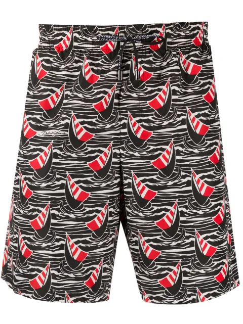 Dolce & Gabbana Short de natação com estampa de barco a vela