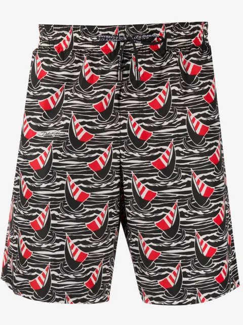 Dolce & Gabbana Short de natação com estampa de barco a vela