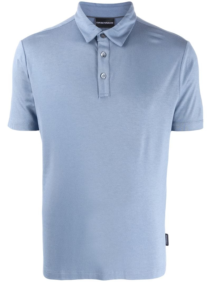 Emporio Armani Plain Short-sleeved Polo Shirt In Blue