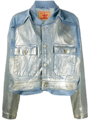 open shoulder denim jacket