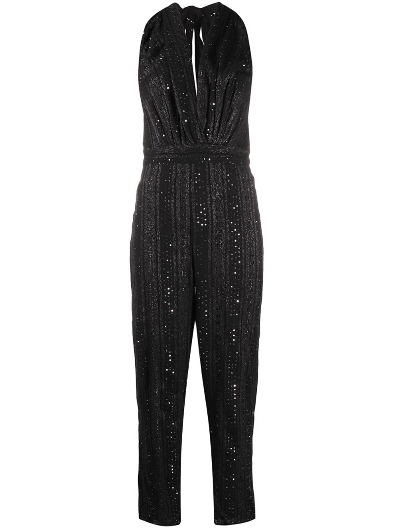 Mes Demoiselles Sequin Embroidered Jumpsuit In Black