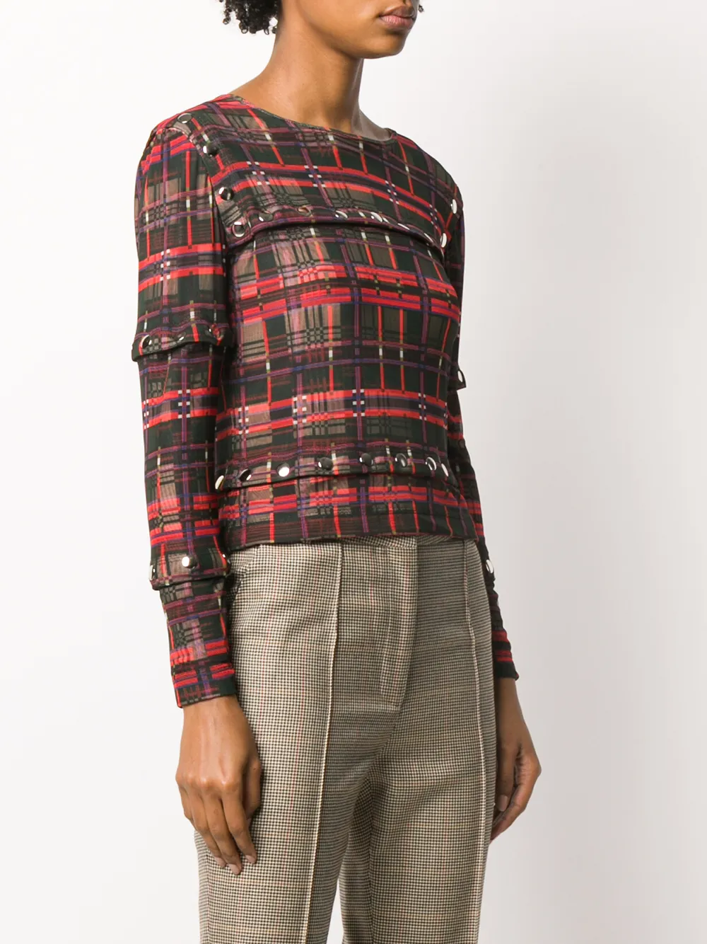 фото Chopova lowena tartan-check studded blouse