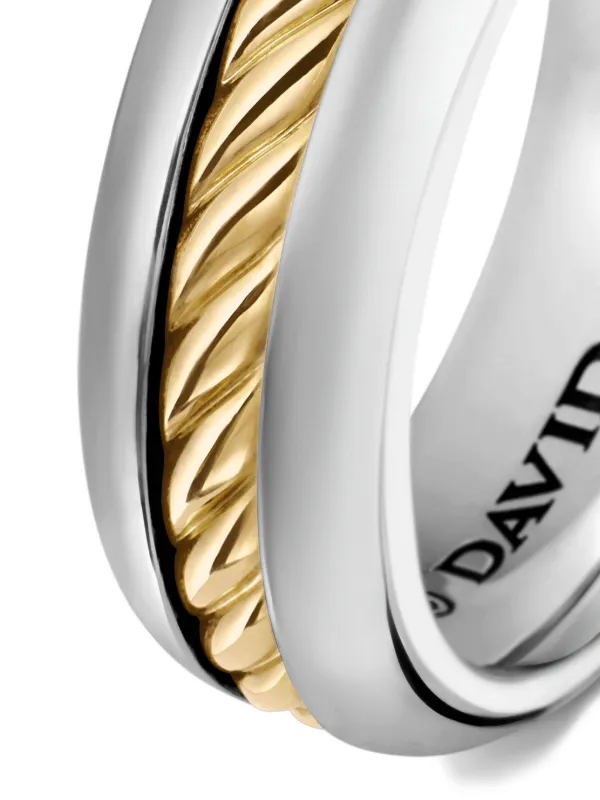David Yurman 18kt Yellow Gold And Sterling Silver Cable Inset Band