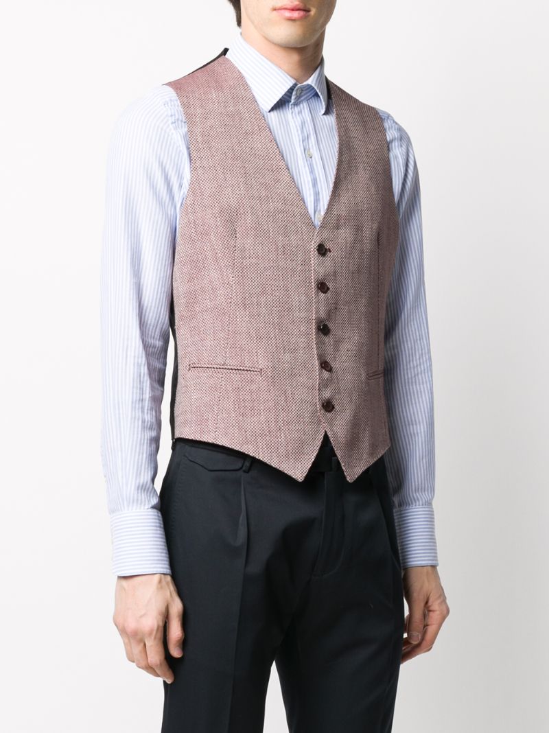 Shop Tagliatore Brian Dotted Pattern Waistcoat Jacket In Red