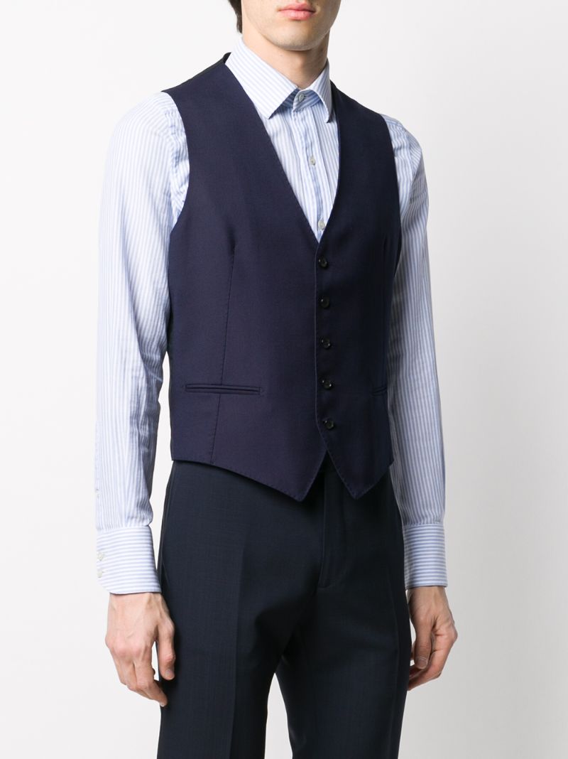 Shop Tagliatore Brian Front Slit Waistcoat Jacket In Blue