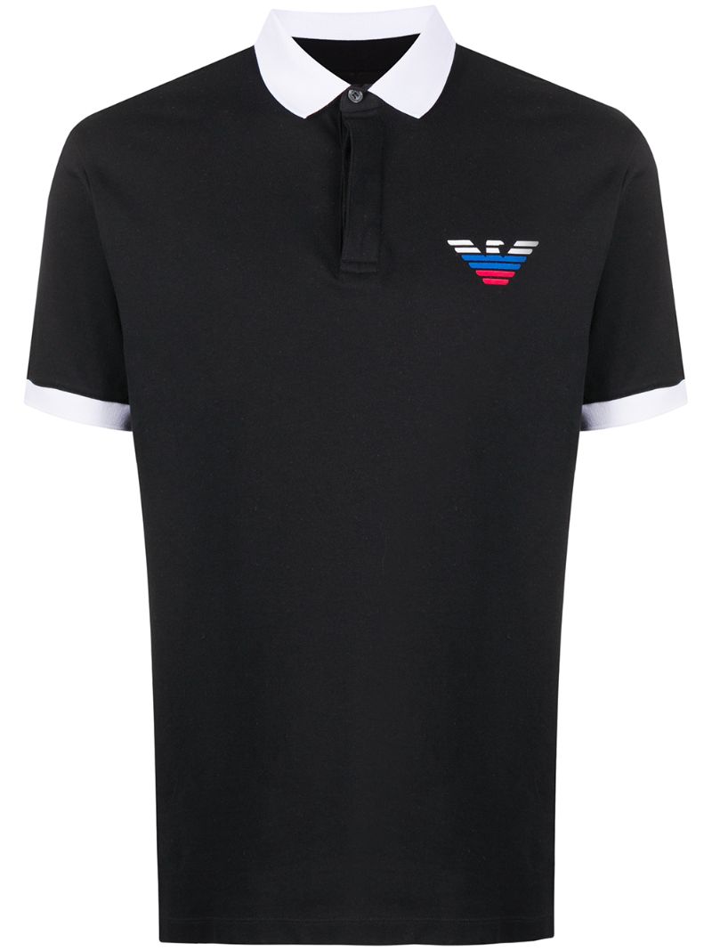 Emporio Armani Rus Logo Polo Shirt In Black