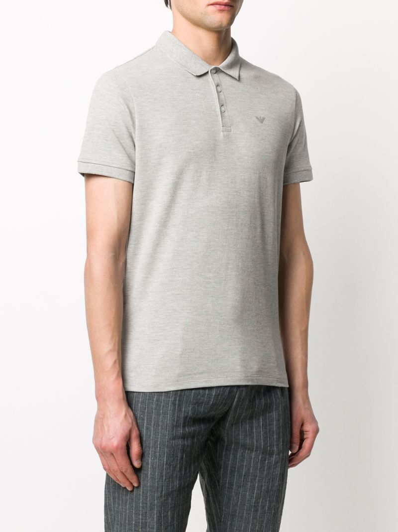 Shop Emporio Armani Short-sleeved Logo Polo Shirt In Grey