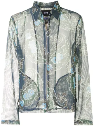 Stussy paisley print sheer jacket 