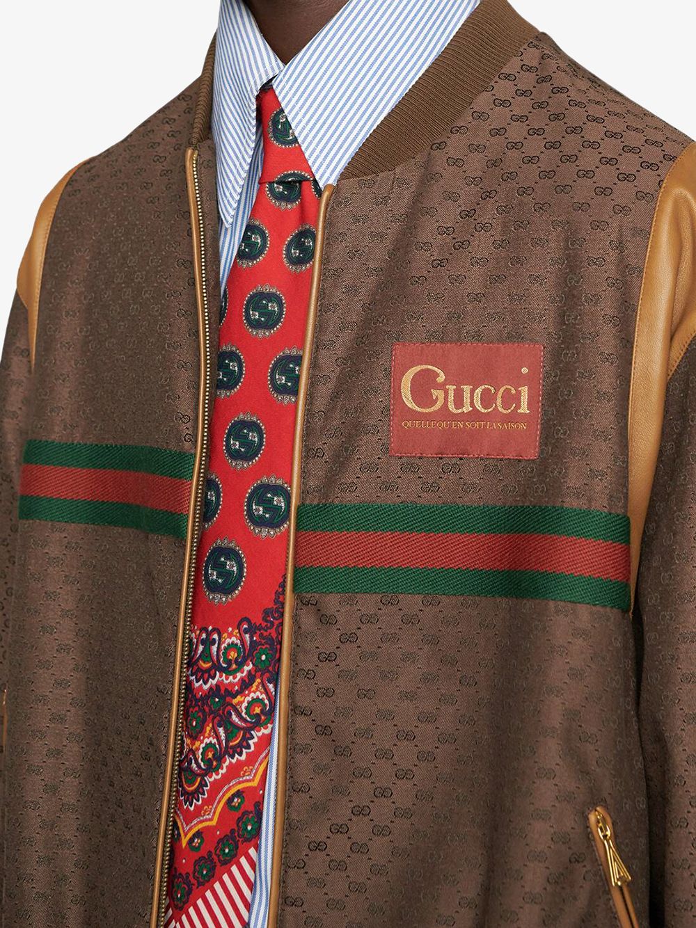 фото Gucci куртка на молнии с узором gg supreme