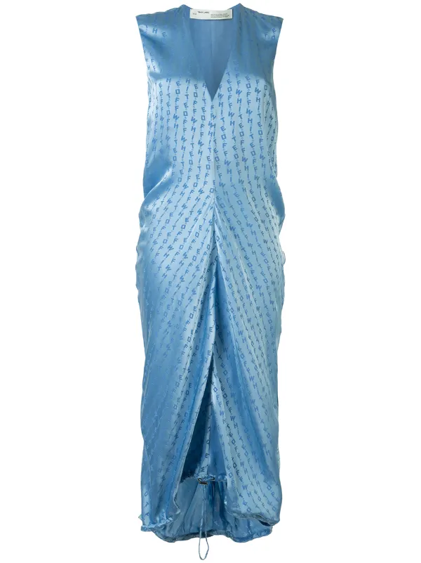 blue and white sleeveless dress