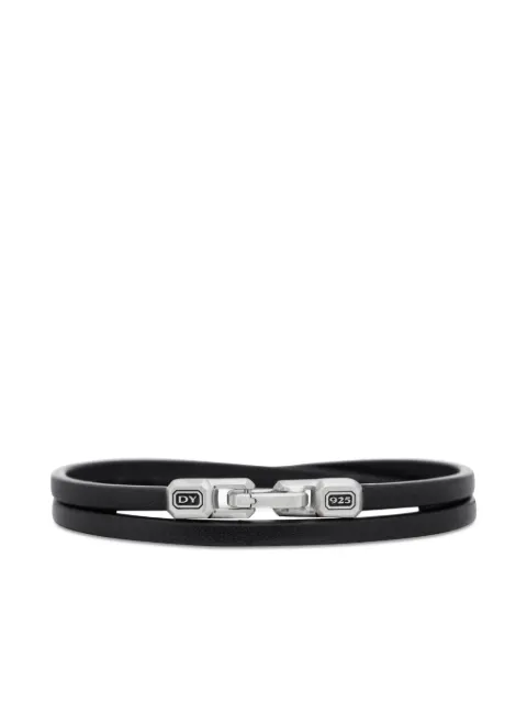 David Yurman pulsera Streamline Double Wrap en plata de ley y cuero de 4mm