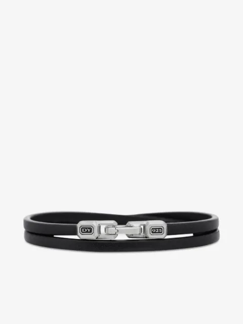David Yurman sterling silver Streamline Double Wrap leather bracelet (4mm)
