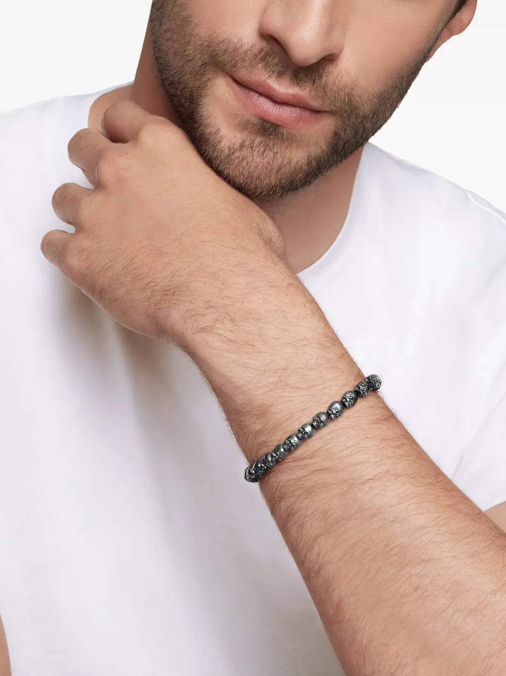 David Yurman sterling silver Memento Mori Skull bead bracelet (6mm) | Image 2