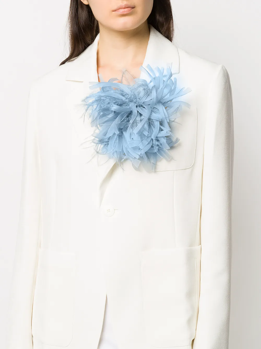 Max Mara Broche met bloem - Blauw