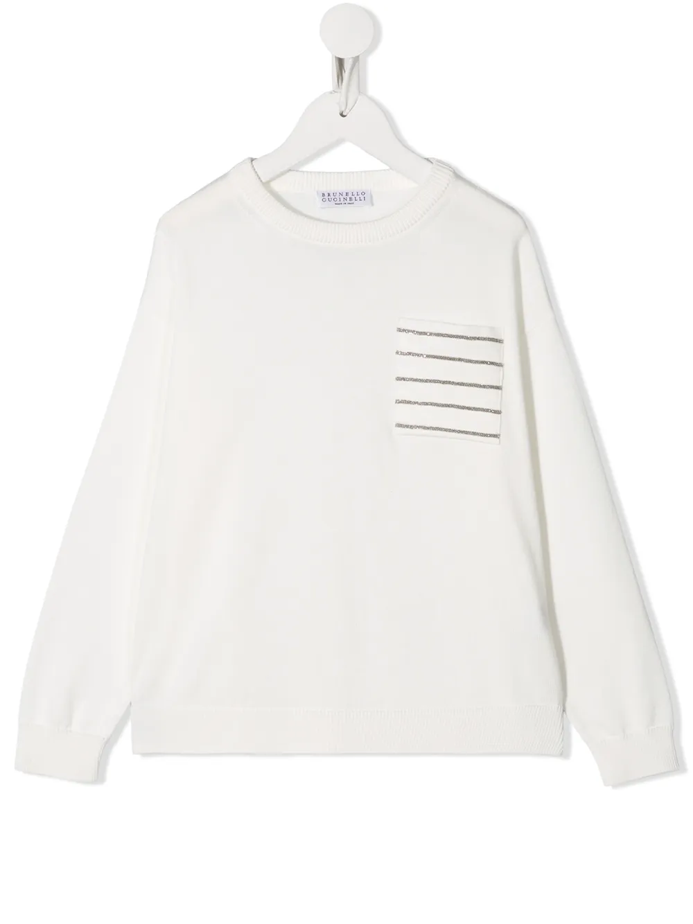 

Brunello Cucinelli Kids chest pocket jumper - White