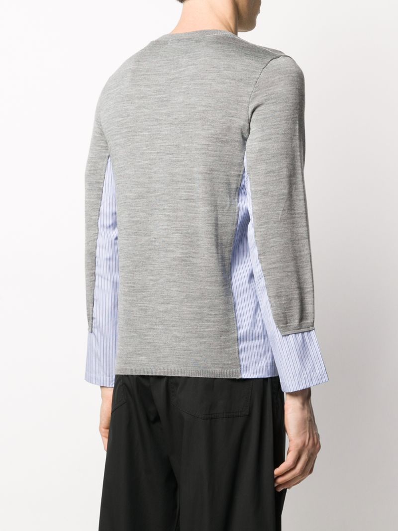 Shop Comme Des Garçons Shirt Striped Panel Jumper In Grey